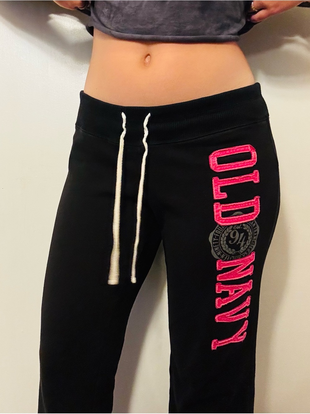 Y2K Old Navy Straight Leg Lounge Pants Hot Pink & Black, Low Rise Size Medium